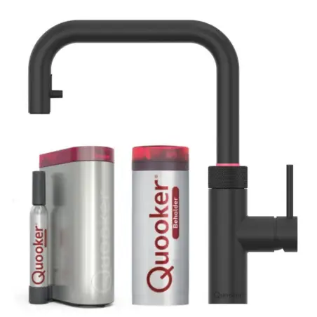 Quooker Flex Square Sort 5i1, inkl Combi+ beholder & Cube køler