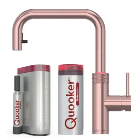 Quooker Flex Square Rose Kobber 5i1, inkl Combi+ beholder & Cube køler