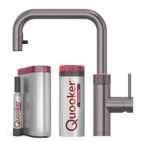 Quooker Flex Square Gun Metal 5i1, inkl Combi+ beholder & Cube køler