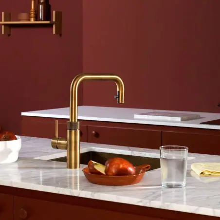 Quooker Flex Square Bruneret messing 5i1, inkl Combi+ beholder & Cube køler