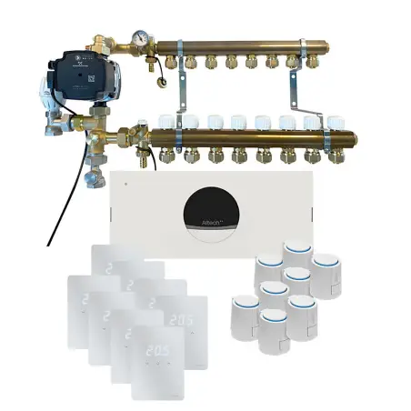 Altech Pro, komplet trådløs gulvvarmestyring med pumpe - til 8 kredse