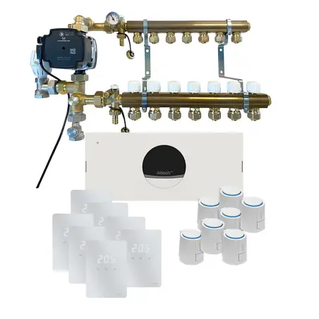 Altech Pro, komplet trådløs gulvvarmestyring med pumpe - til 7 kredse