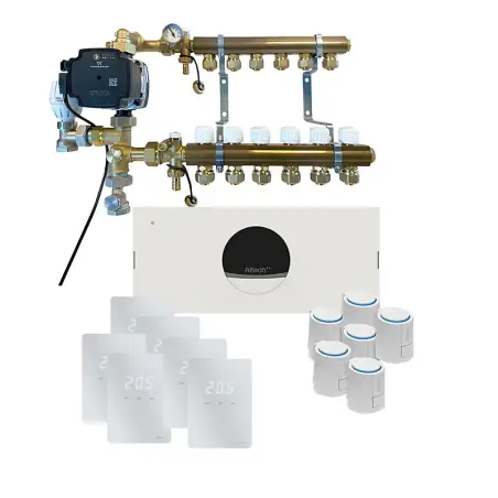 Altech Pro, komplet trådløs gulvvarmestyring med pumpe - til 6 kredse