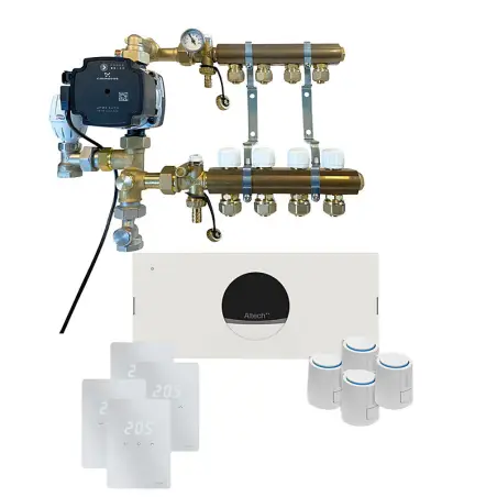 Altech Pro, komplet trådløs gulvvarmestyring med pumpe - til 4 kredse