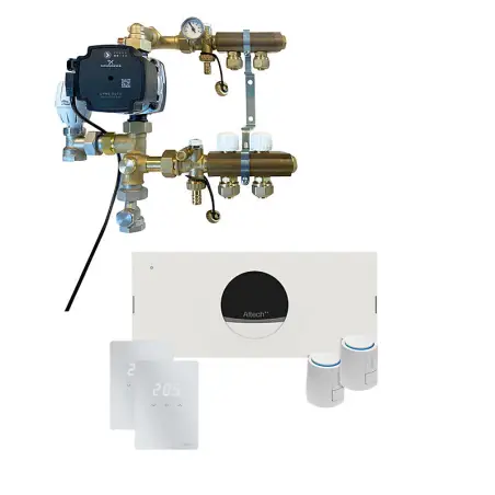 Altech Pro, komplet trådløs gulvvarmestyring med pumpe - til 2 kredse