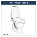 Inkl. montering, Gustavsberg Nautic 1500 Gulvstående toilet, m/S-lås inkl. softclose toiletsæde