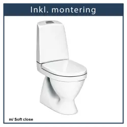 Inkl. montering, Gustavsberg Nautic 1500 Gulvstående toilet, m/S-lås inkl. softclose toiletsæde