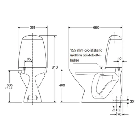 Ifø Cera Gulvstående toilet - m/skjult S-lås