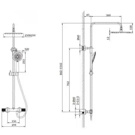 Mirall Aqualis brusesystem, Mat sort