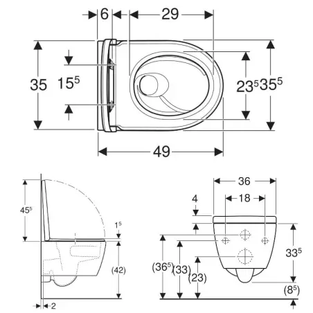 Geberit Icon kompakt hængeskål, inkl. sæde med Quick release & softclose, hvid