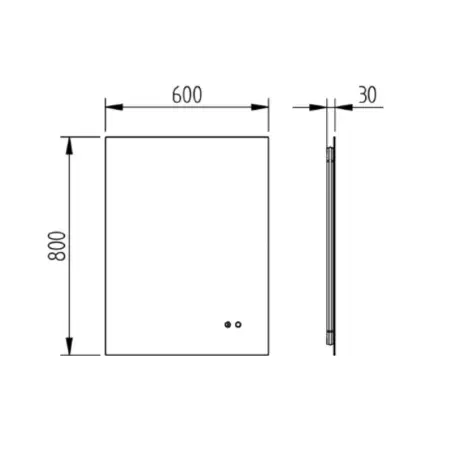Mirall Eclipse 2, LED spejl med lys, touch og antidug, 60 x 80 cm