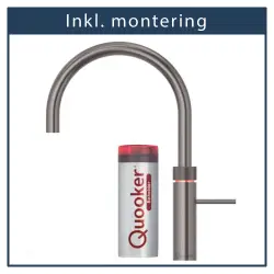 inkl. montering, Quooker Fusion Round Gun metal, inkl. Pro3 beholder