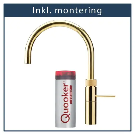 inkl. montering, Quooker Fusion Round Guld, inkl. Pro3 beholder