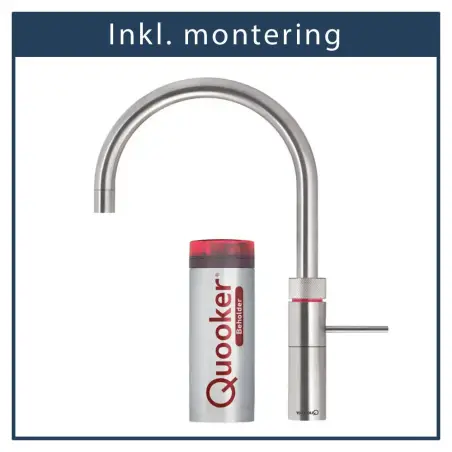 inkl. montering, Quooker Fusion Round Rustfrit stål, inkl. Pro3 beholder