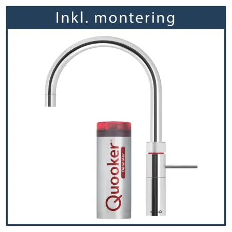inkl. montering, Quooker Fusion Round Krom, inkl. Pro3 beholder