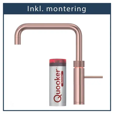 inkl. montering, Quooker Fusion Square Rose Kobber, inkl. Pro3 beholder