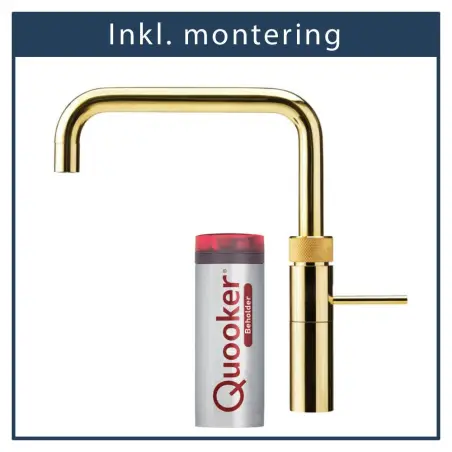 inkl. montering, Quooker Fusion Square Guld, inkl. Pro3 beholder