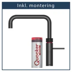inkl. montering, Quooker Fusion Square sort, inkl. Pro3 beholder