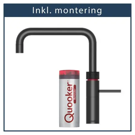 inkl. montering, Quooker Fusion Square sort, inkl. Pro3 beholder
