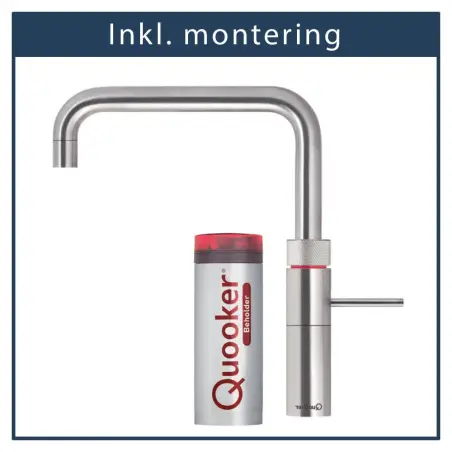 inkl. montering, Quooker Fusion Square Rustfrit stål, inkl. Pro3 beholder