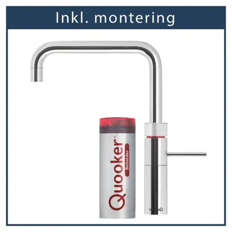 inkl. montering, Quooker Fusion Square krom, inkl. Pro3 beholder