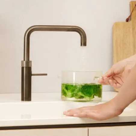 Quooker Fusion Square Gun metal, inkl. combi+ beholder