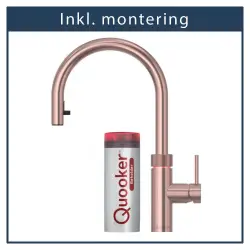 Inkl. montering, Quooker Flex Round Rose kobber, inkl. Pro3 beholder