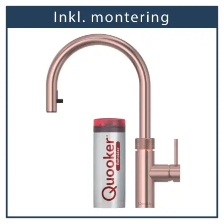 Inkl. montering, Quooker Flex Round Rose kobber, inkl. Pro3 beholder