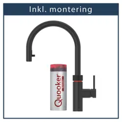 Inkl. montering, Quooker Flex Round Sort, inkl. Pro3 beholder