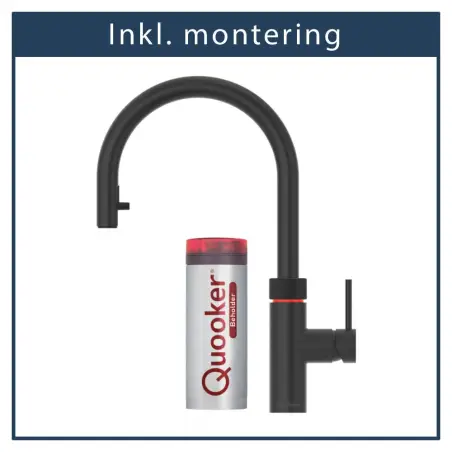 Inkl. montering, Quooker Flex Round Sort, inkl. Pro3 beholder