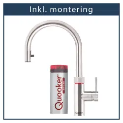 Inkl. montering, Quooker Flex Round Rustfrit stål, inkl. Pro3 beholder