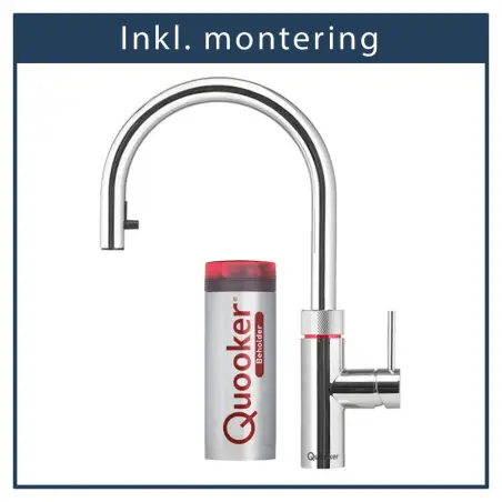 Inkl. montering, Quooker Flex Round Krom, inkl. Pro3 beholder