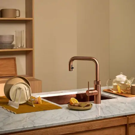 Inkl. montering, Quooker Flex Square Rose Kobber 3i1, inkl Pro3 beholder