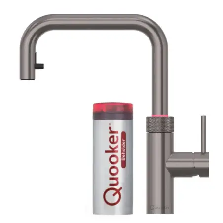 Inkl. montering, Quooker Flex Square Gun metal 3i1, inkl Pro3 beholder