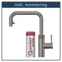 Inkl. montering, Quooker Flex Square Gun metal 3i1, inkl Pro3 beholder