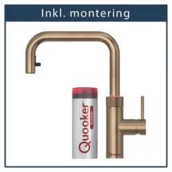 Inkl. montering, Quooker Flex Square Bruneret messing 3i1, inkl Pro3 beholder