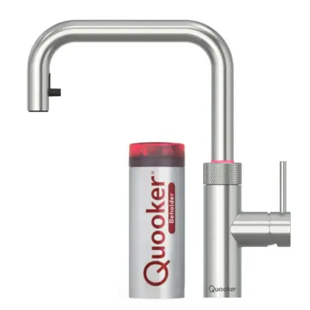Inkl. montering, Quooker Flex Square Rustfrit stål 3i1, inkl Pro3 beholder