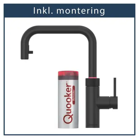 Inkl. montering, Quooker Flex Square Sort 3i1, inkl Pro3 beholder