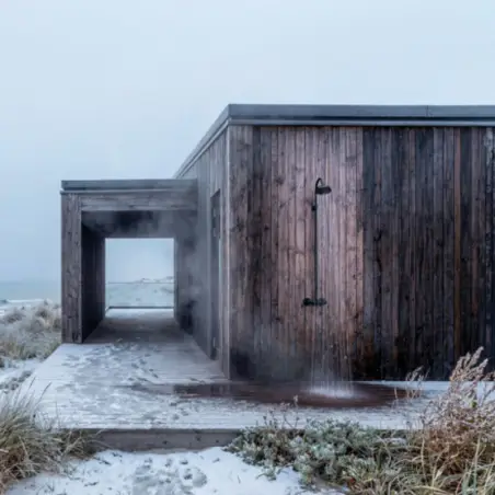 Damixa Outdoor vægmonteret udendørsbruser, til koldt/varmt vand, 300-450mm, Midnight Black