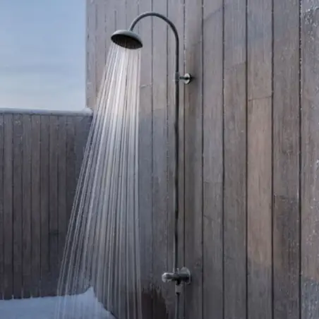 Damixa Outdoor vægmonteret udendørsbruser, til koldt vand, Cloudy Steel