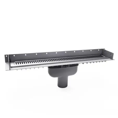 Purus Line komplet gulvafløb, 1000 mm, Ø75 mm, rustfrit stål