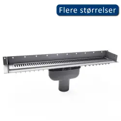 Purus Line komplet gulvafløb, 800 mm, Ø75 mm, rustfrit stål