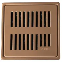 Purus Square Rib afløbsrist, rist med ramme, 161x161 mm, kobber