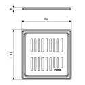Purus Square Rib afløbsrist, rist med ramme, 161x161 mm, sort