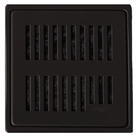 Purus Square Rib afløbsrist, rist med ramme, 161x161 mm, sort
