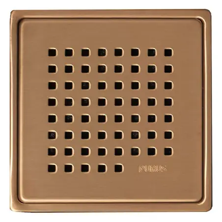 Purus Square chess afløbsrist, rist med ramme, 161x161 mm, kobber