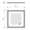 Purus Square Chess afløbsrist, rist med ramme, 161x161 mm, messing