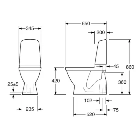 Gustavsberg Nautic 1500 toilet, uden skyllekant, hvid