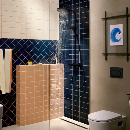 Hansgrohe Activera S Showerpipe 240 brusesæt, Ecosmart, Mat sort