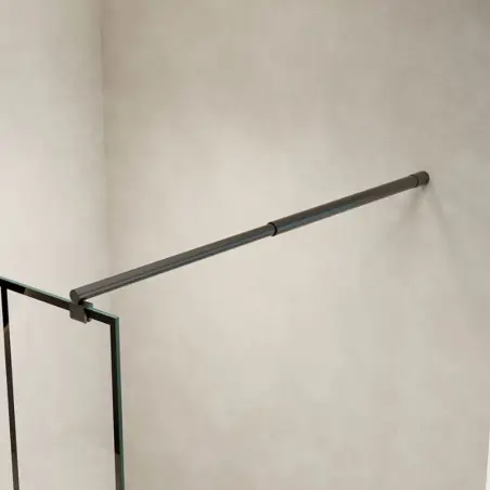 Nortiq brusevæg i klar glas, mat sort profiler - 90 cm